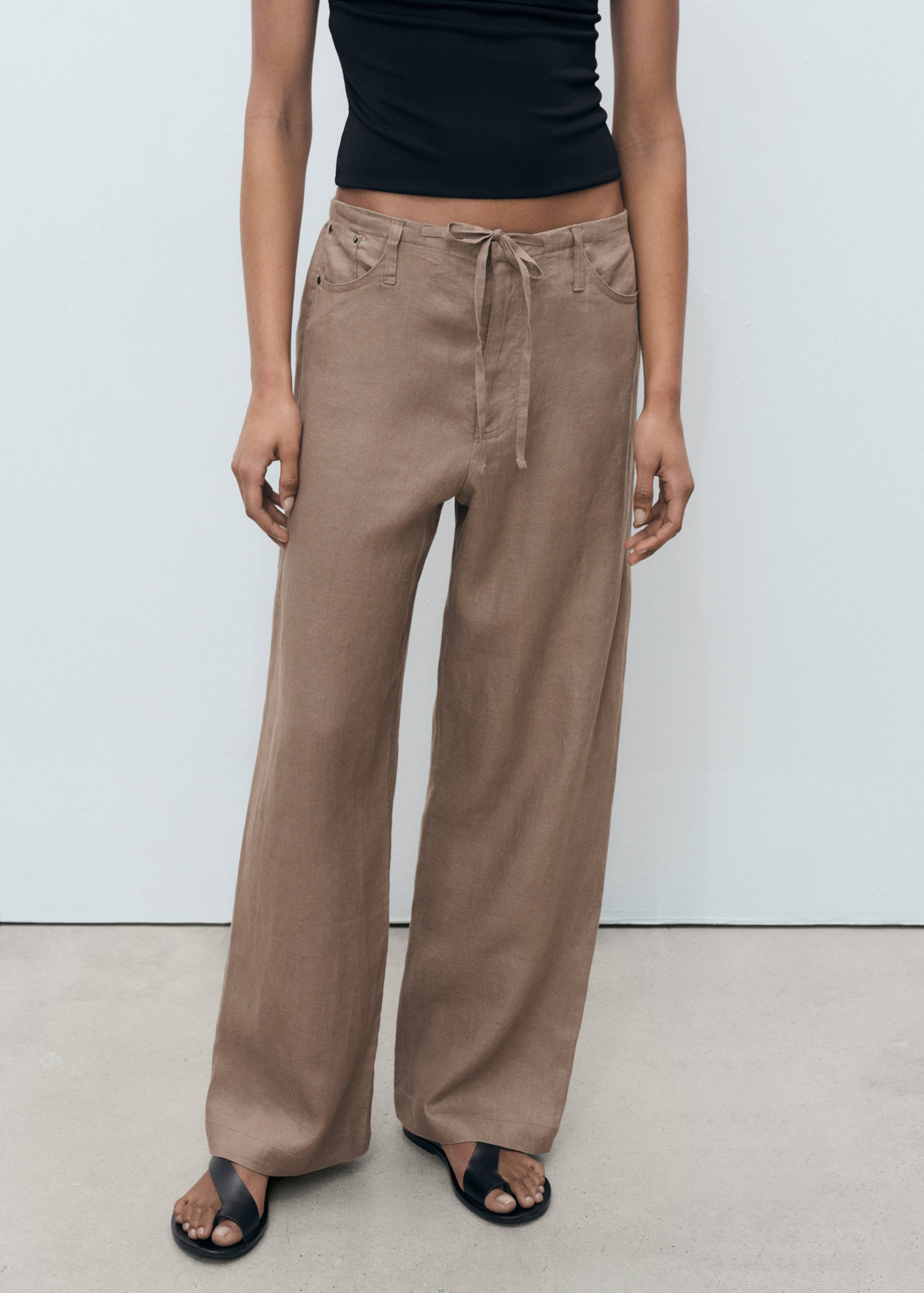 Wide leg linen trousers - Medium plane