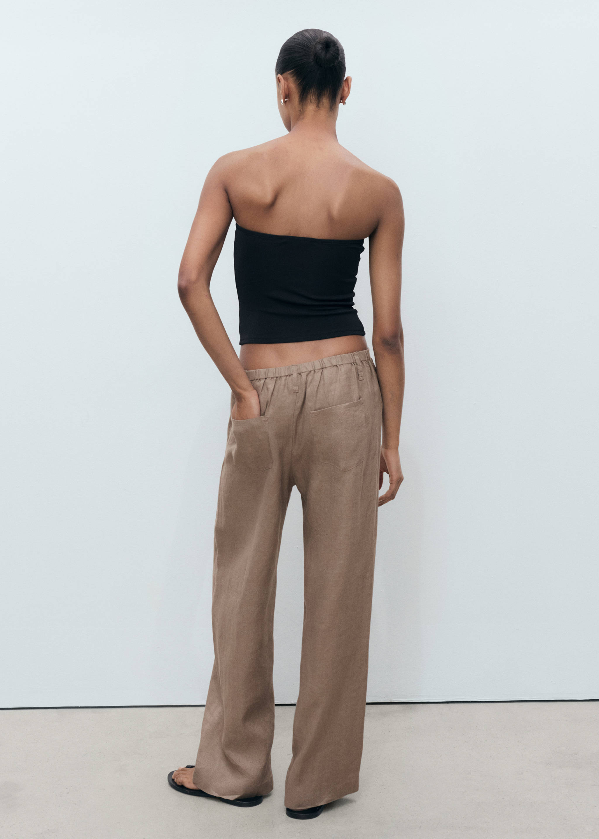 Wide leg linen trousers - Reverse of the article