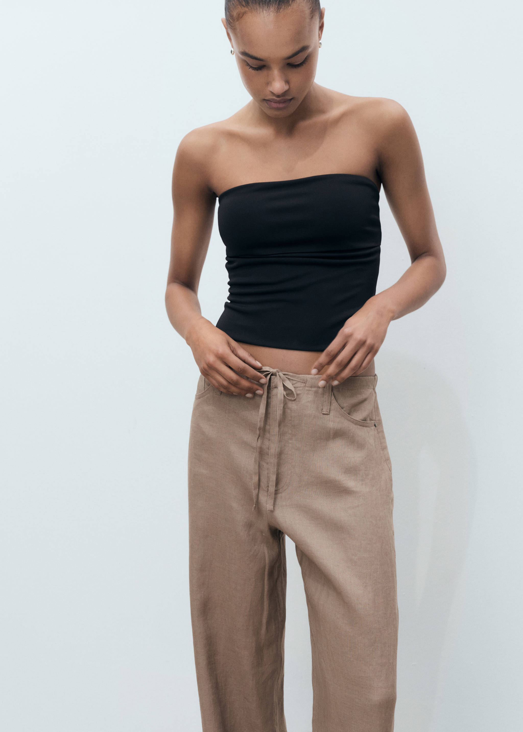 Wide leg linen trousers - Details of the article 1