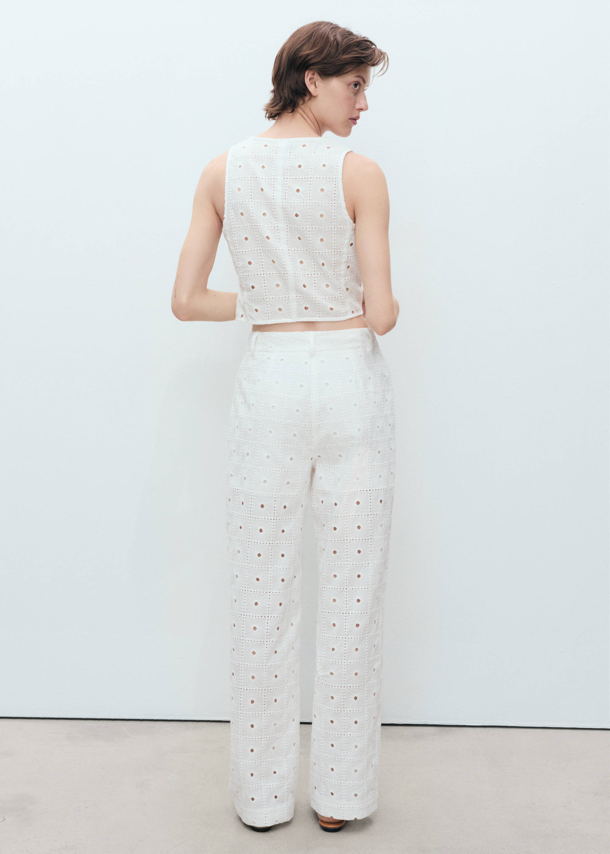 Straight-fit embroidered cotton pants - Reverse of the article