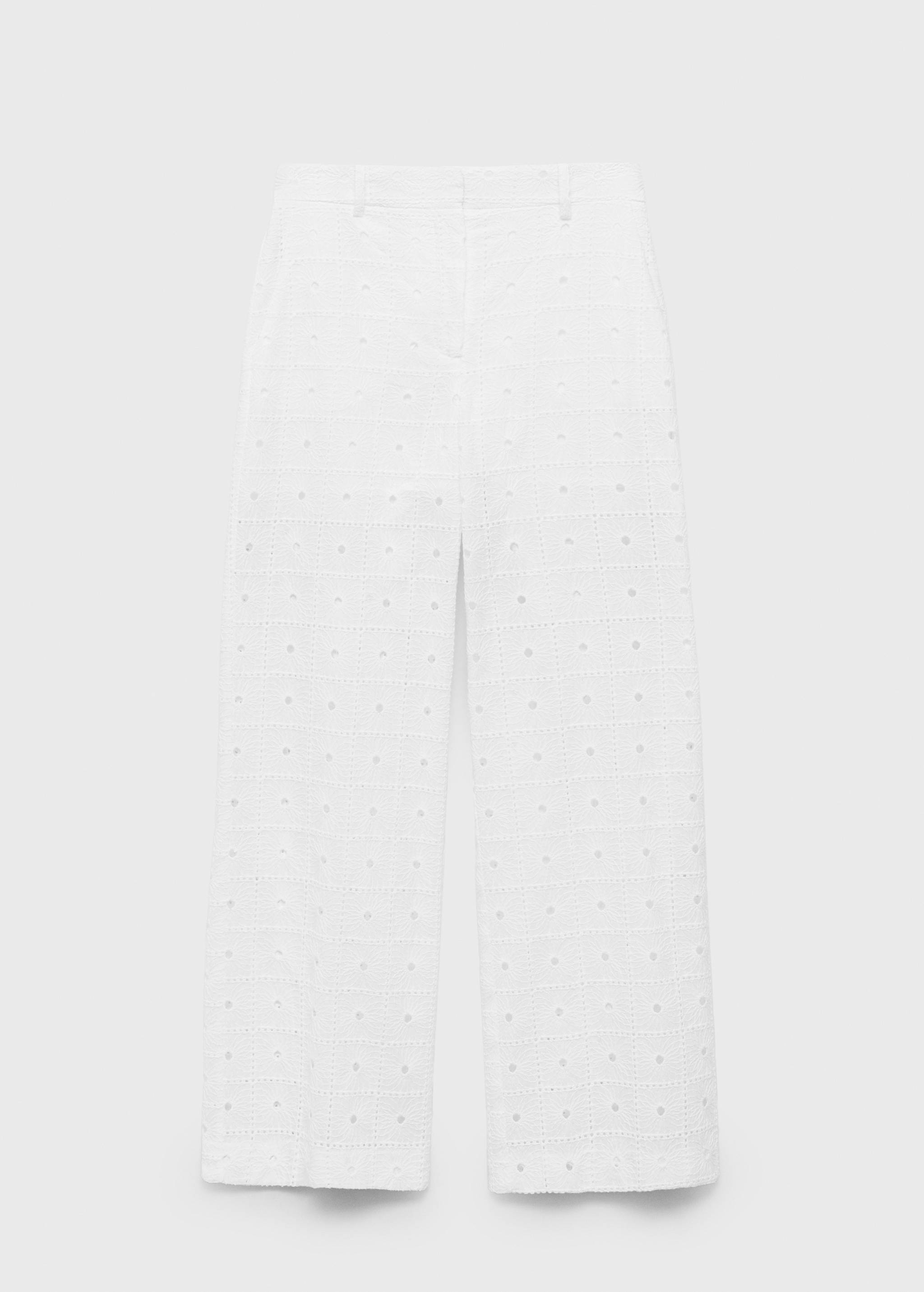 Straight-fit embroidered cotton pants - Article without model