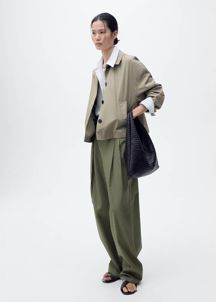 Wide leg trousers with belt — Khaki