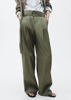 Wide leg trousers with belt — Khaki 1