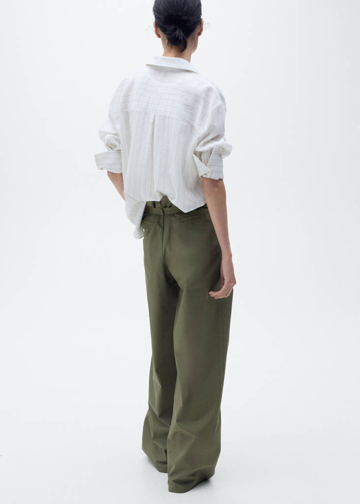 Wide leg trousers with belt — Khaki
