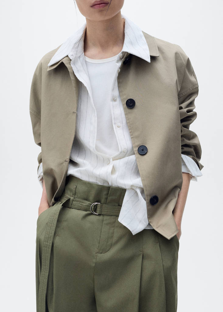Wide leg trousers with belt — Khaki