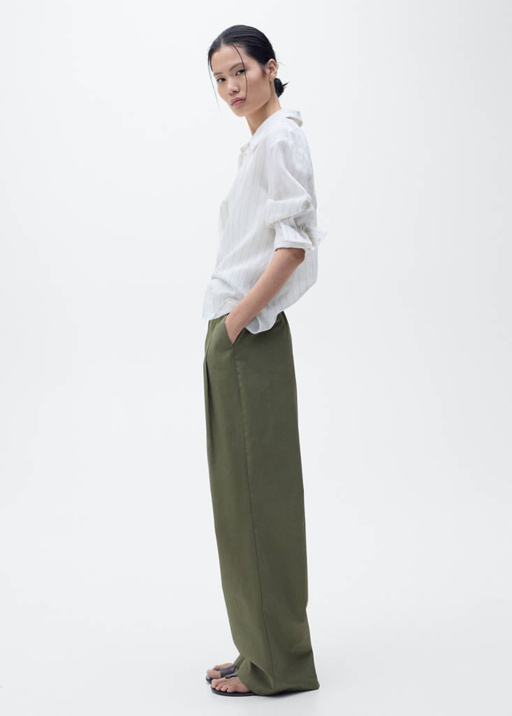 Wide leg trousers with belt — Khaki