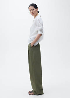 Wide leg trousers with belt — Khaki 4