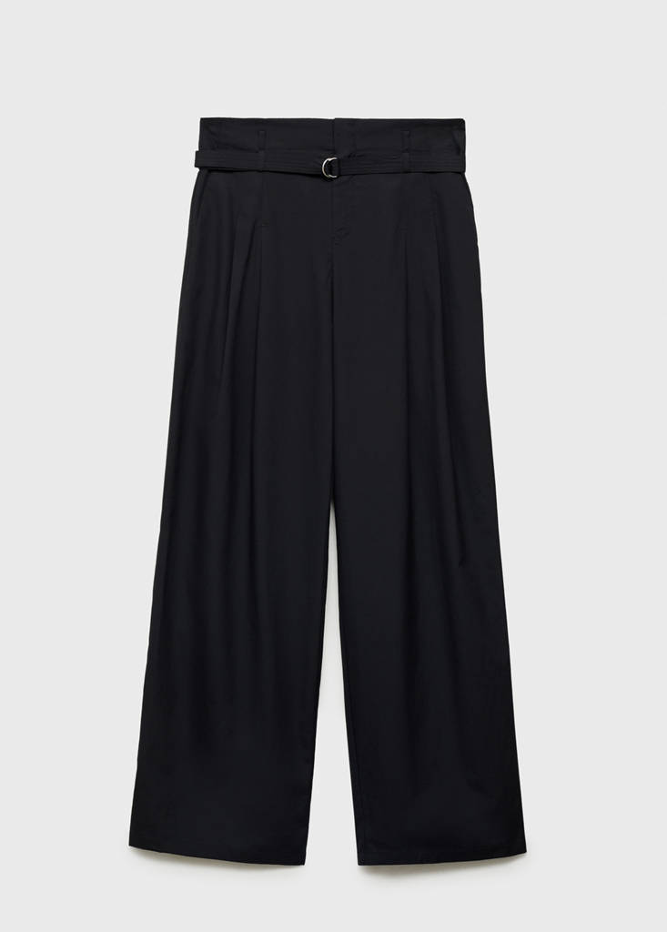 Wide leg trousers with belt — Black