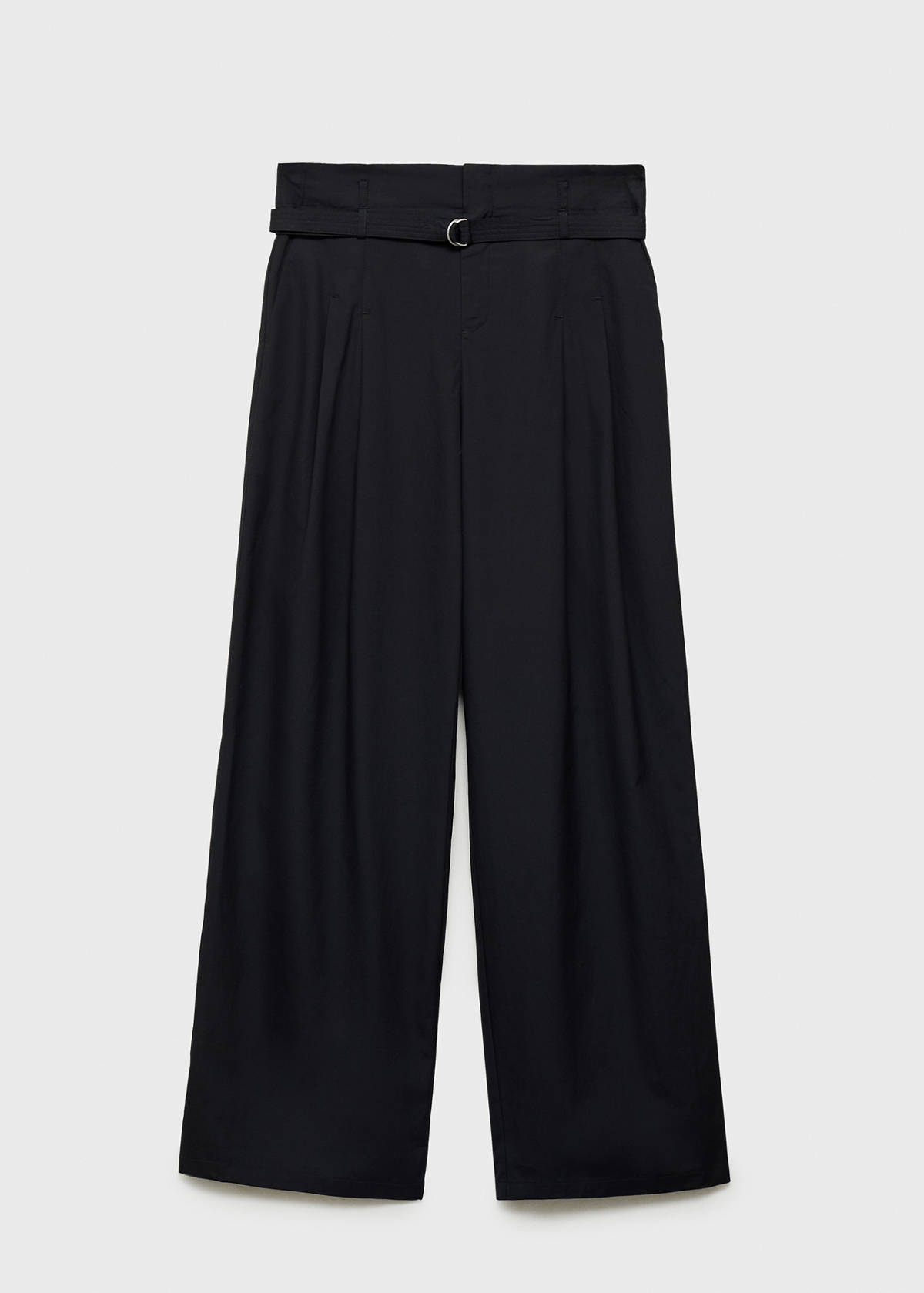 Wide leg trousers with belt — Black