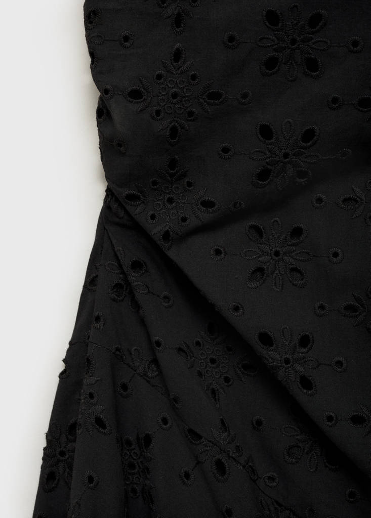 Midi dress with broderie anglaise embroidery — Black