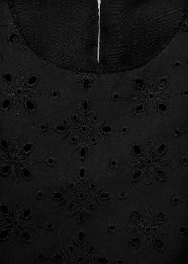 Midi dress with broderie anglaise embroidery — Black