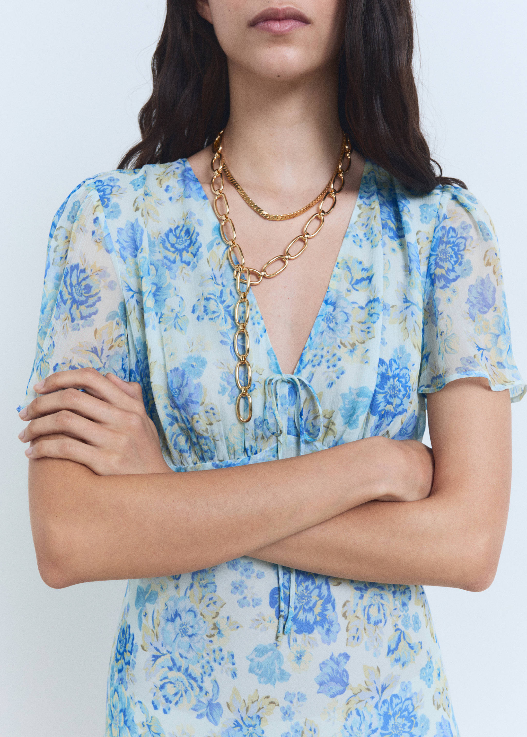 Robe midi à fleurs et manches courtes - Détail de l'article 6