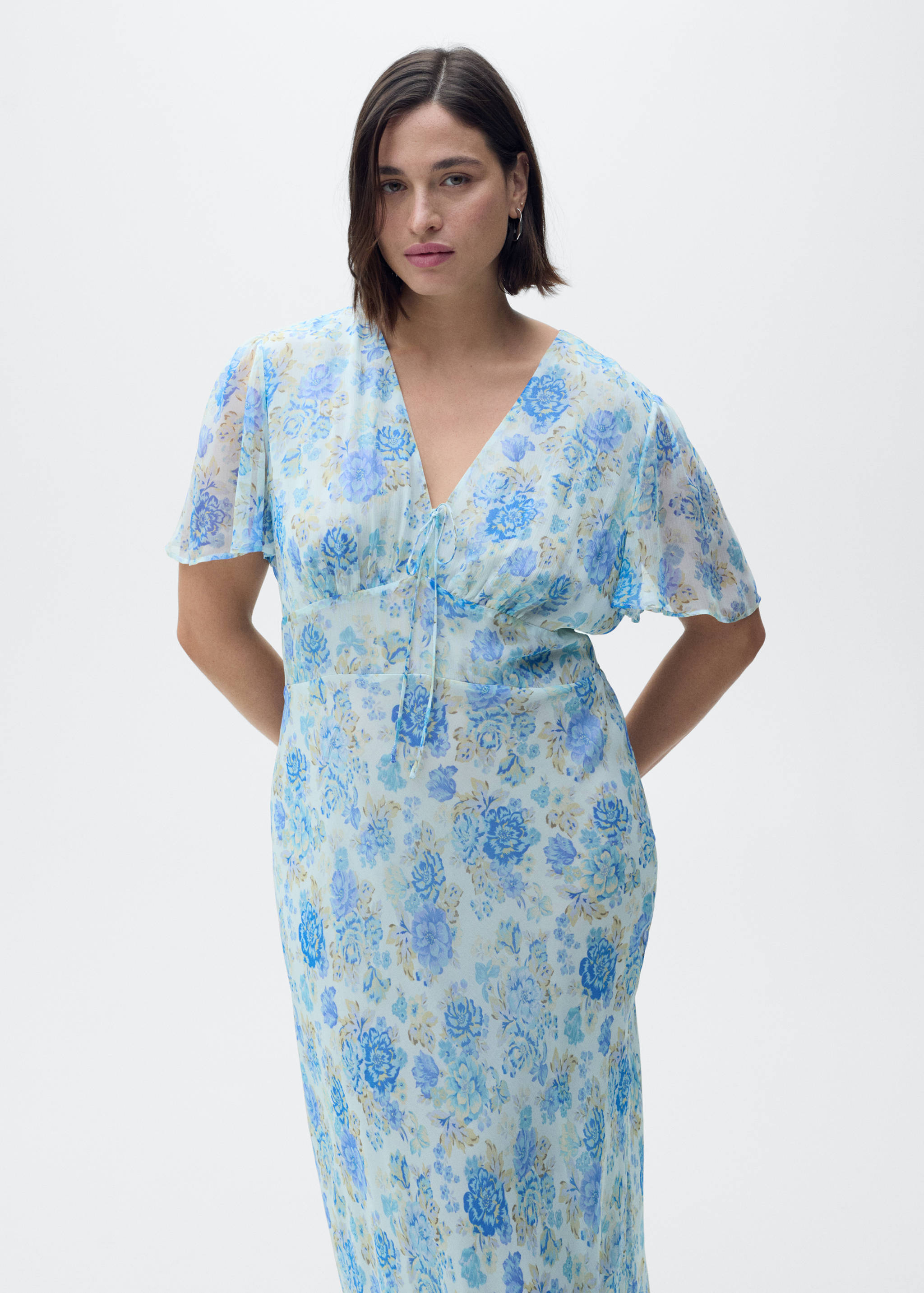 Robe midi à fleurs et manches courtes - Détail de l'article 5