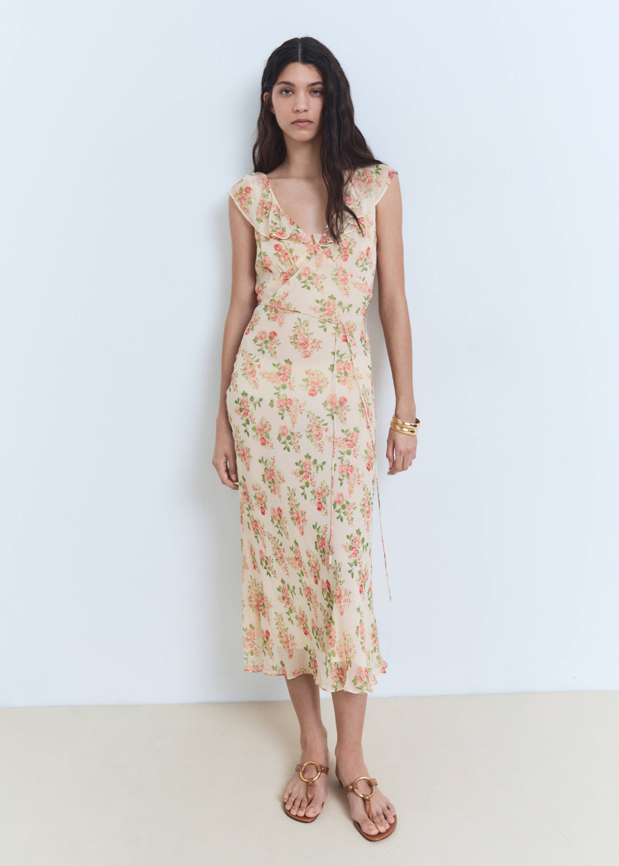 Floral midi-dress with bow - General plane