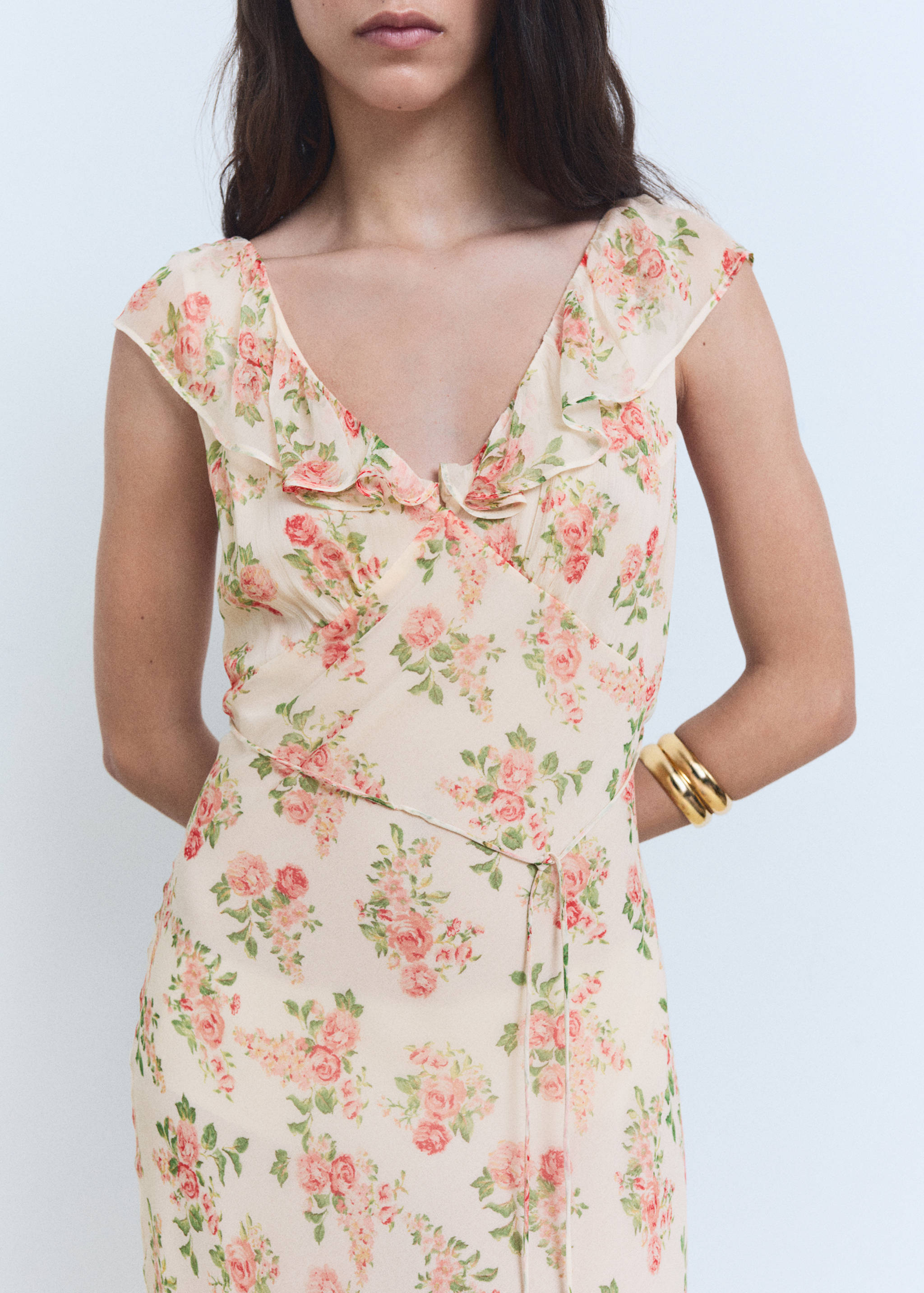 Floral midi-dress with bow - Medium plane