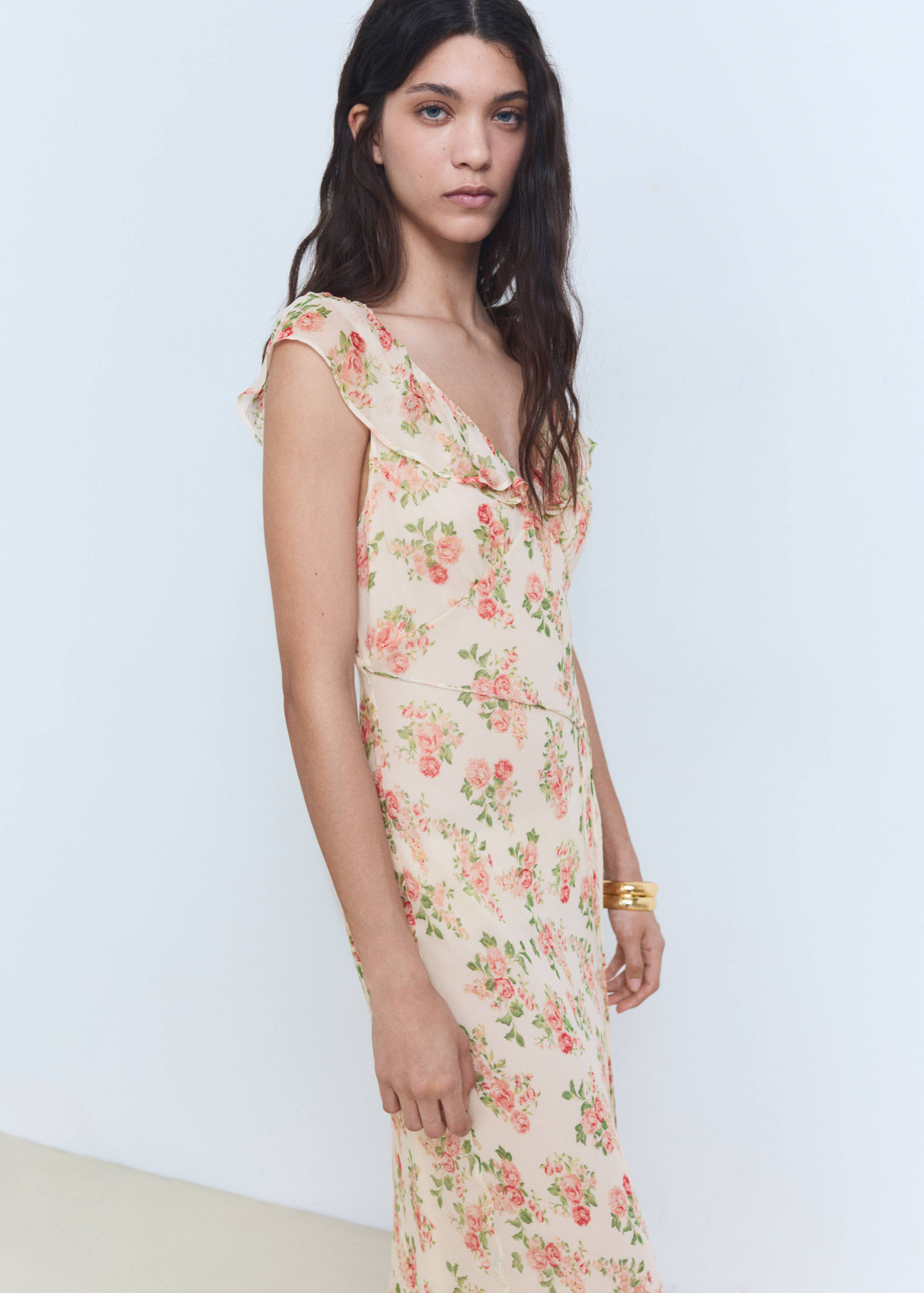 Floral midi-dress with bow - Details of the article 1