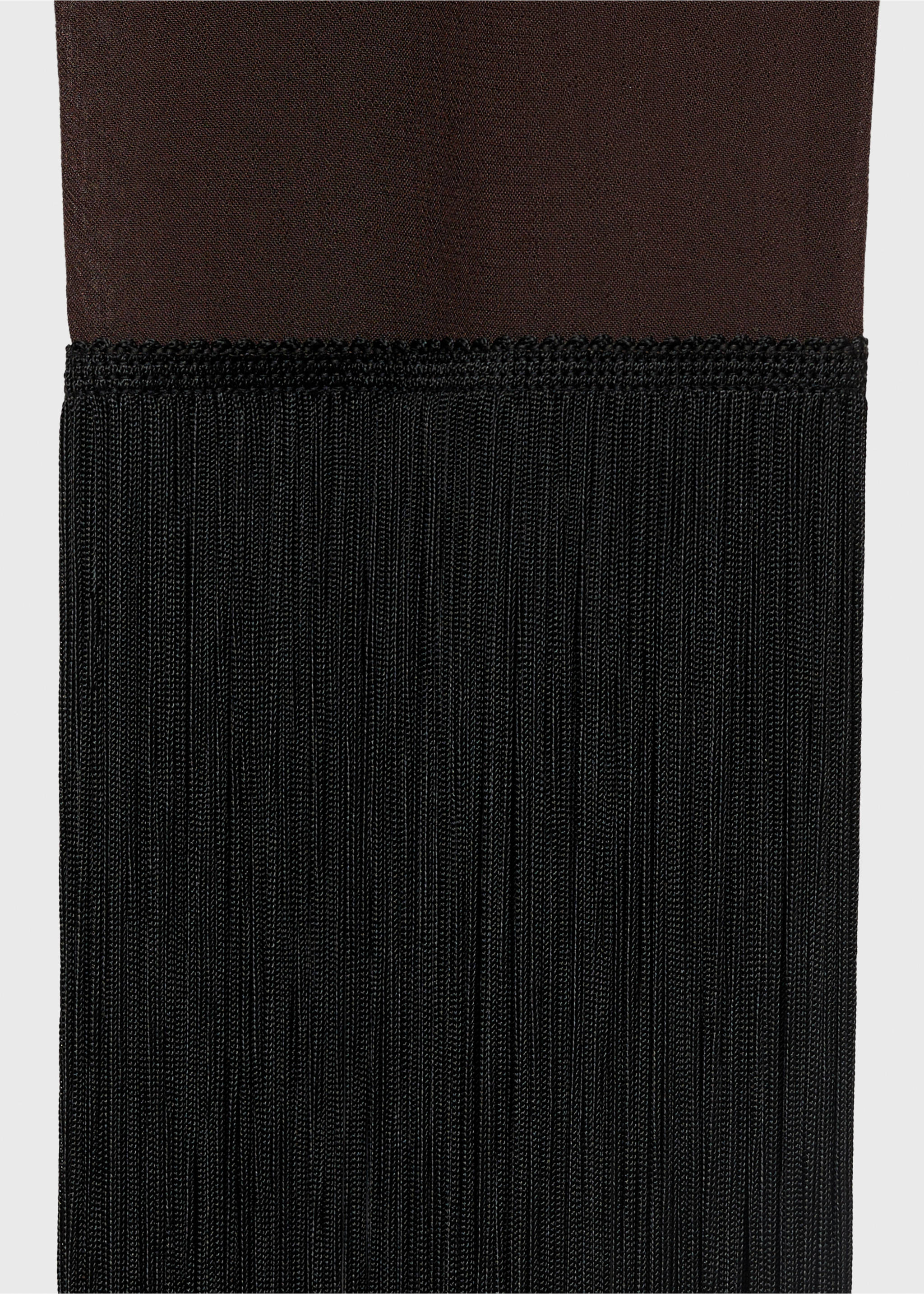 Asymmetrical scarf blouse with fringe detail - Details of the article 0, Brown. Ref: 87019070-00.