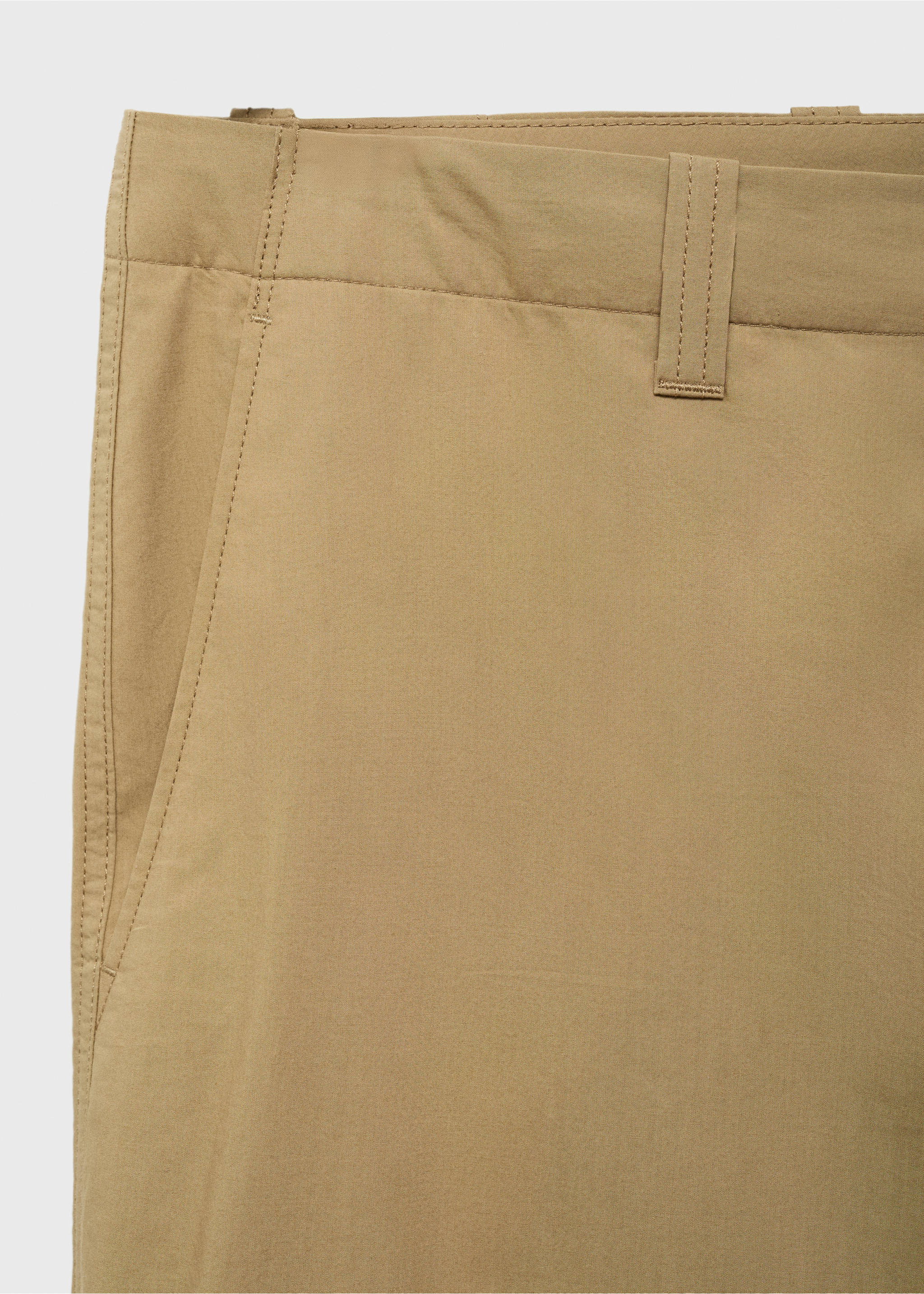 100% straight-fit cotton pants - Details of the article 8, Beige. Ref: 87019206-00.