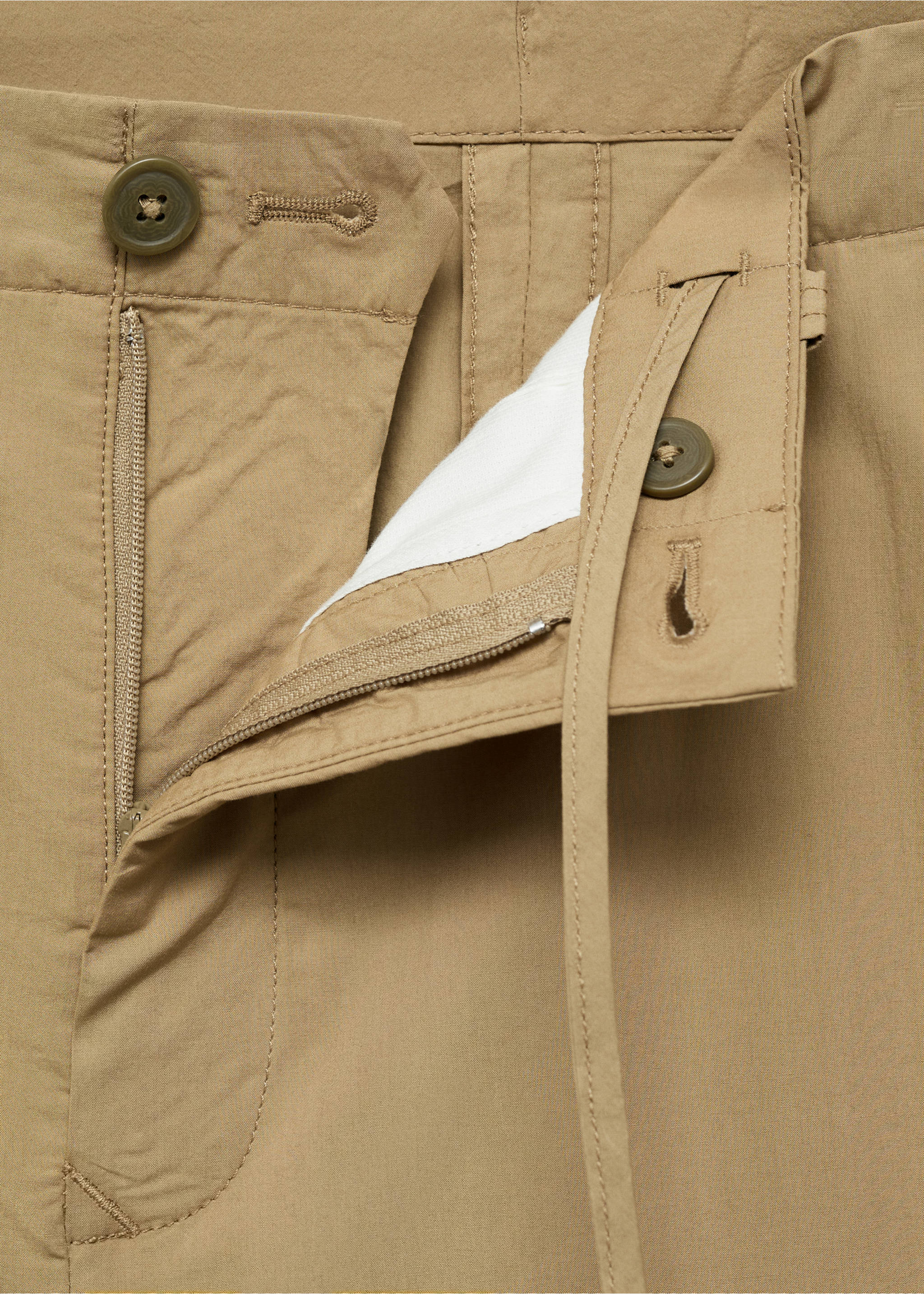 100% straight-fit cotton pants - Details of the article 0, Beige. Ref: 87019206-00.