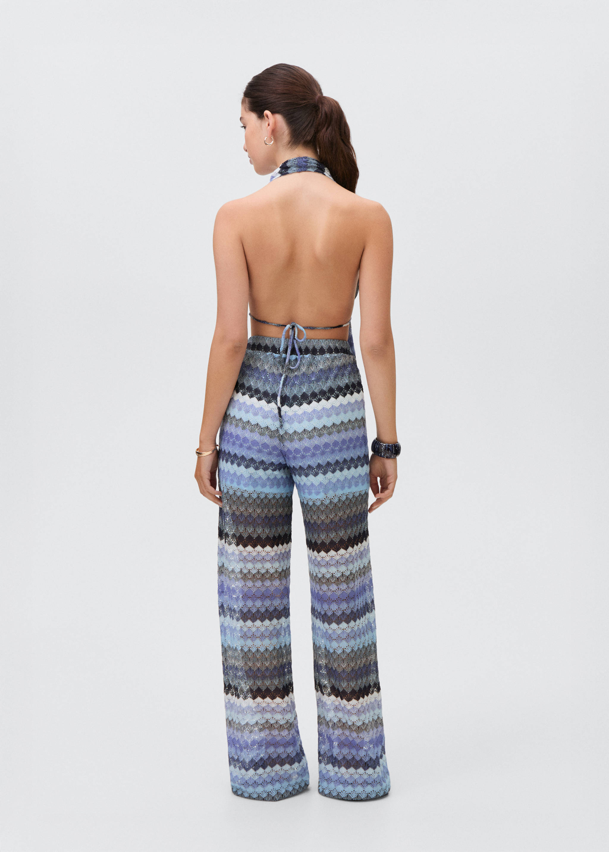 Zig-zag knitted top with lace pattern - Reverse of the article