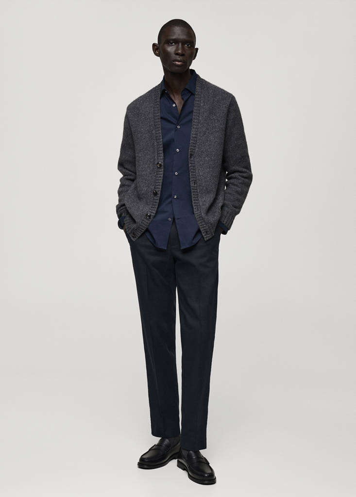 MANGO MAN - Pantalon coton regular-fit bleu marine foncé - 38