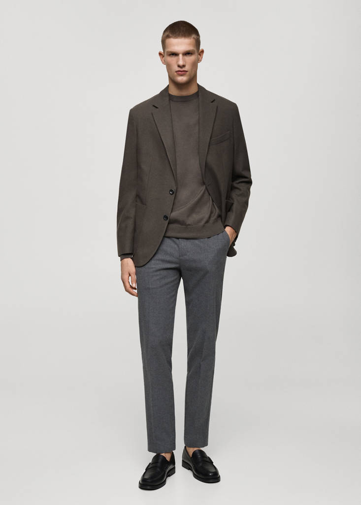 Regular-fit flannel trousers — Light Heather Grey
