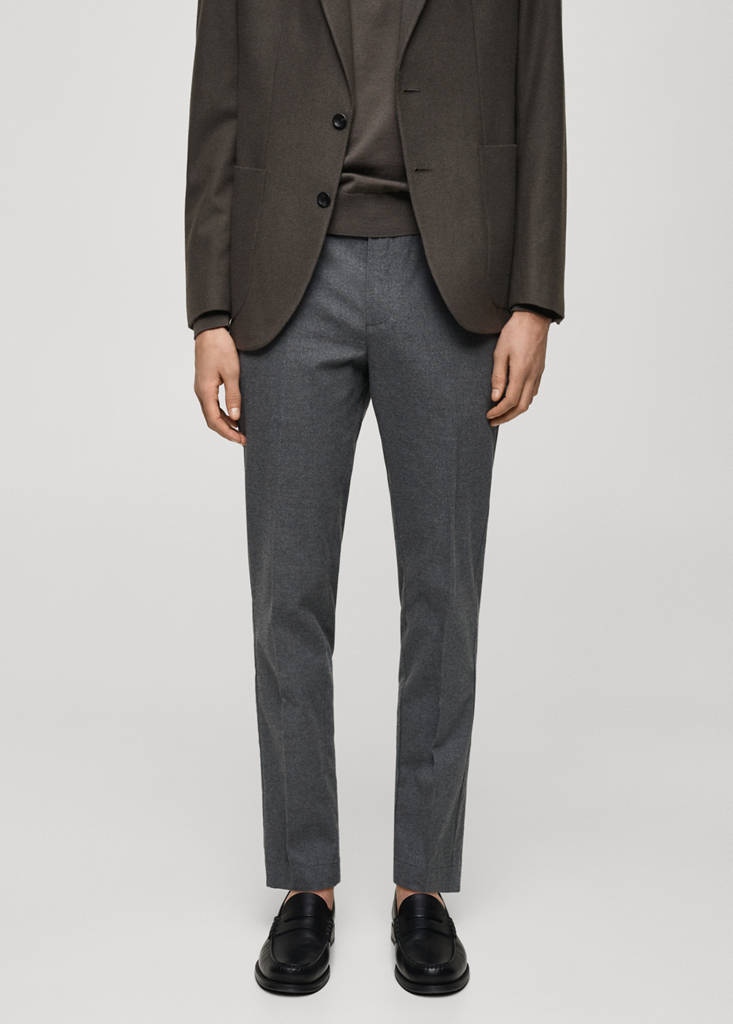 Regular-fit flannel trousers — Light Heather Grey