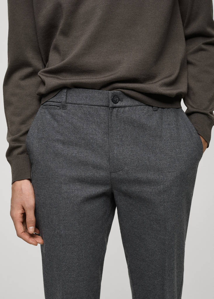 Regular-fit flannel trousers — Light Heather Grey