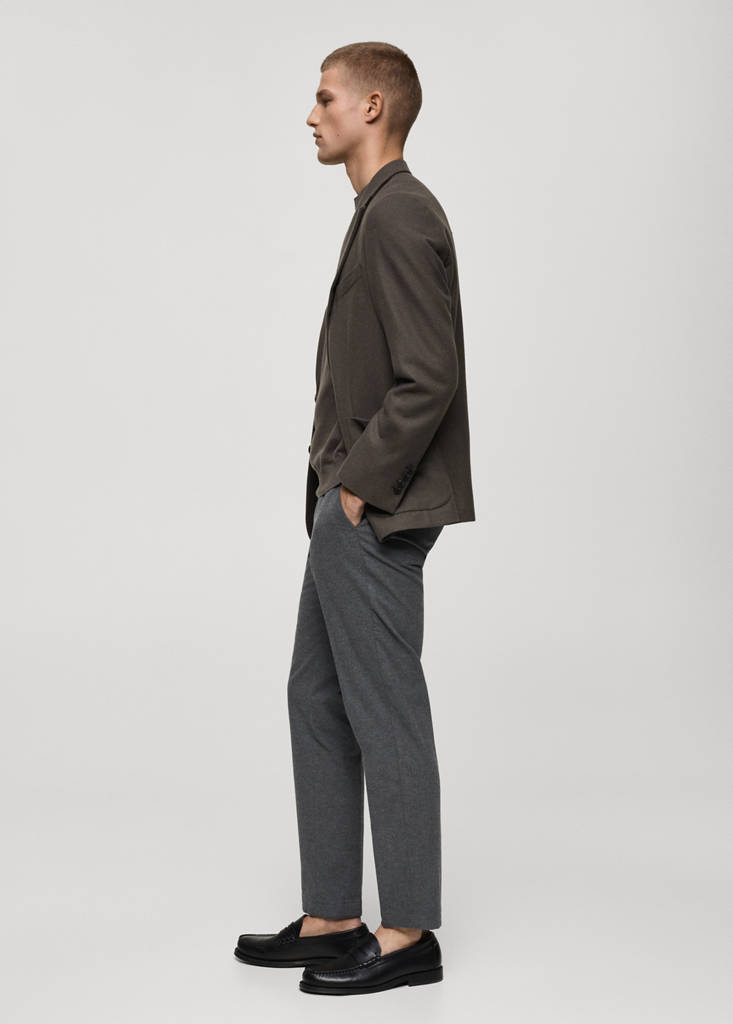 Regular-fit flannel trousers — Light Heather Grey