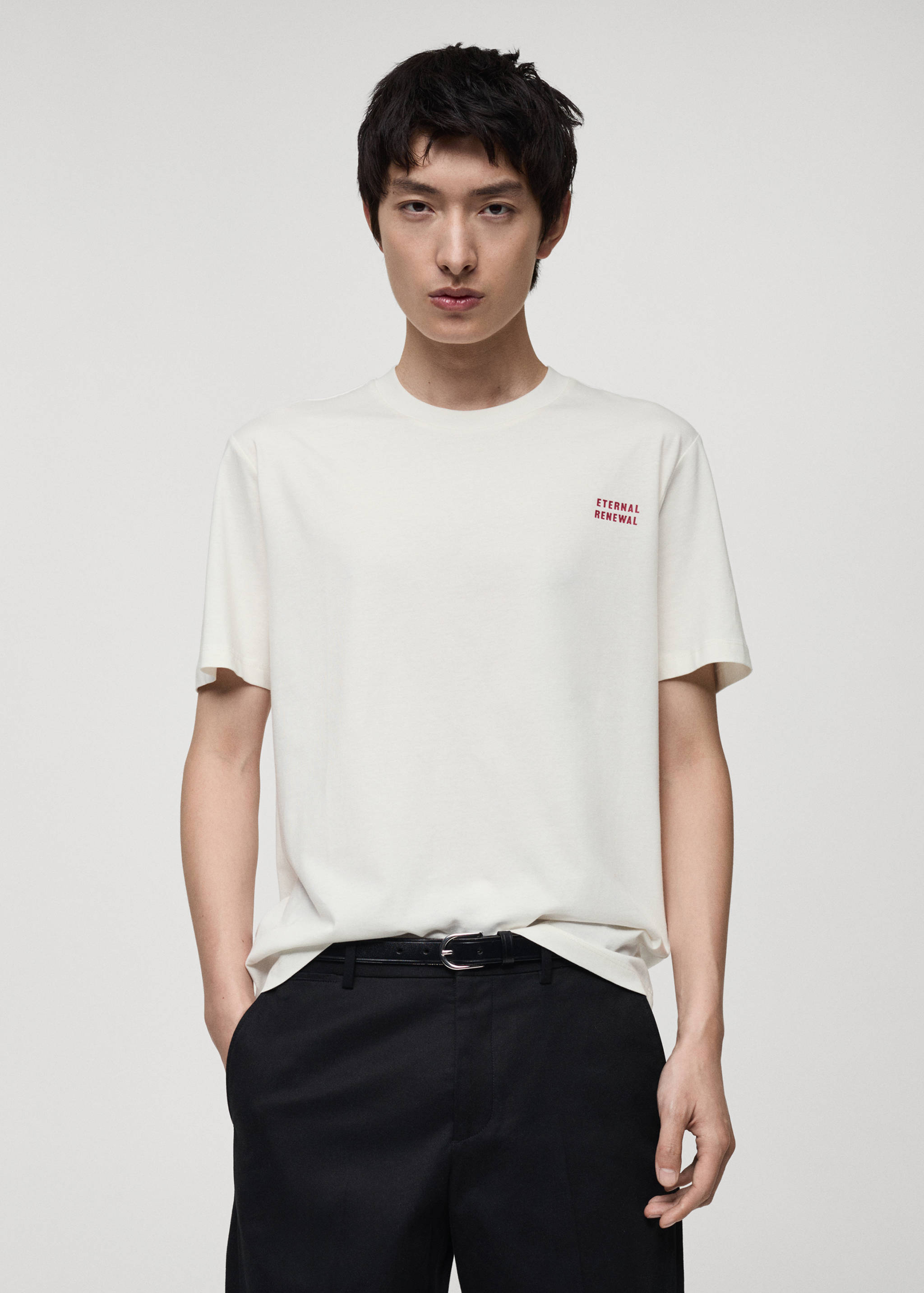 Camiseta 100% algodón estampado combinado - Plano medio