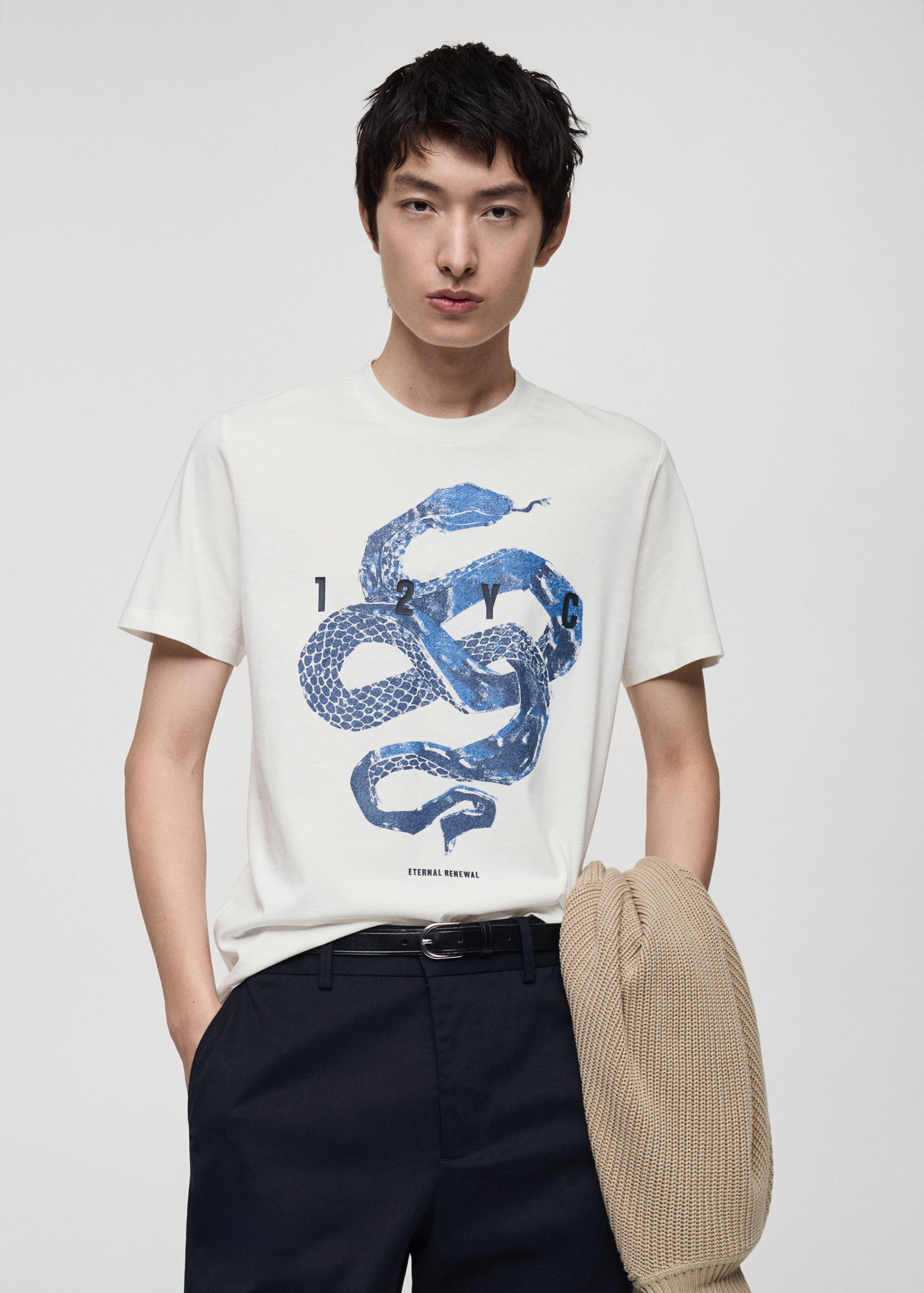 100% cotton t-shirt with front graphic print - Plan moyen