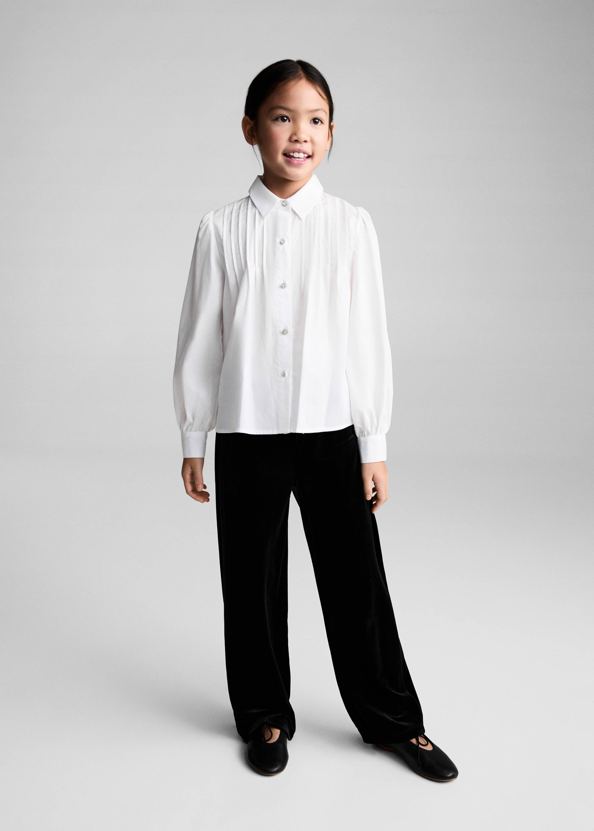 Cotton shirt with jewel buttons - General plane