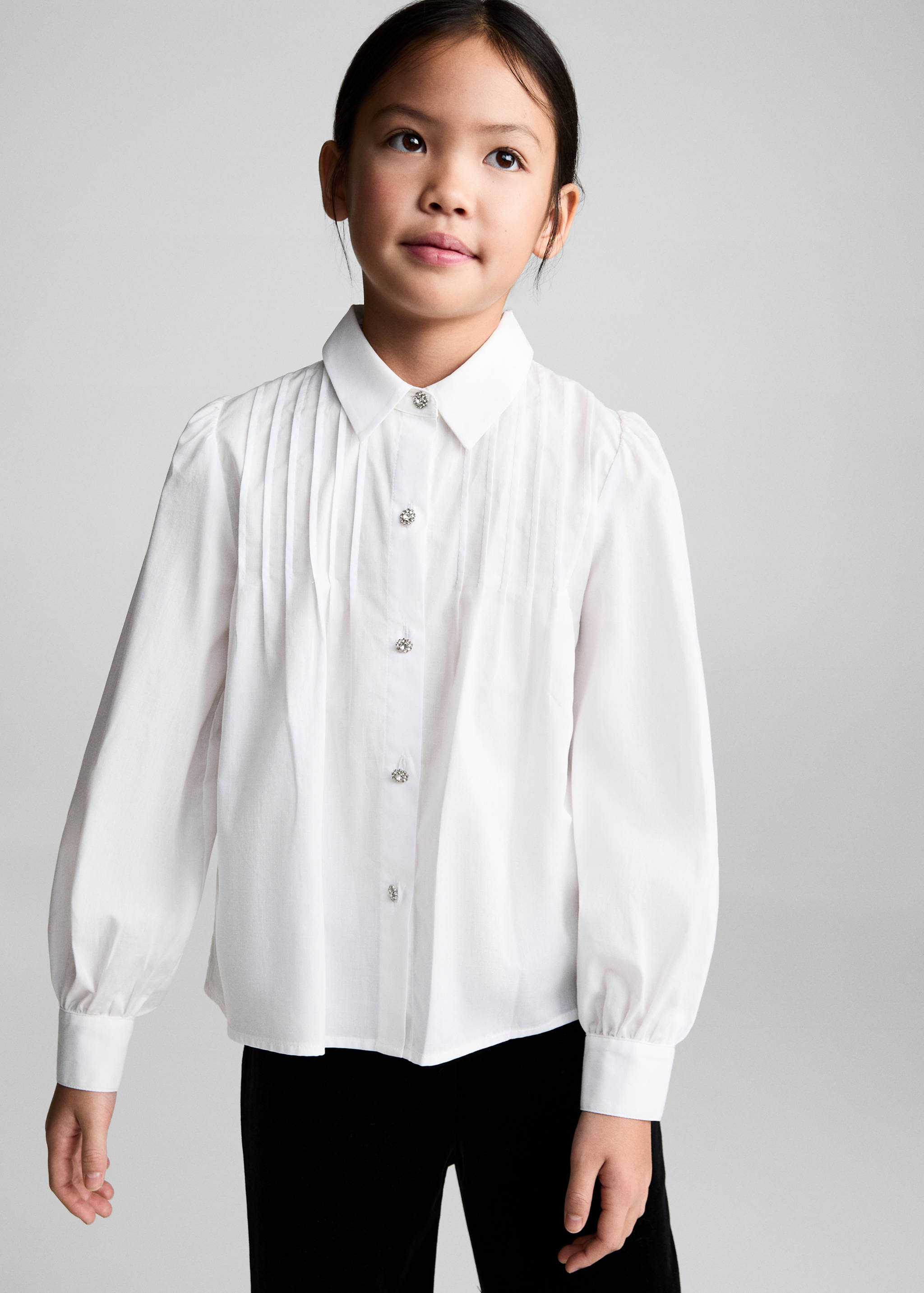 Cotton shirt with jewel buttons - Medium plane