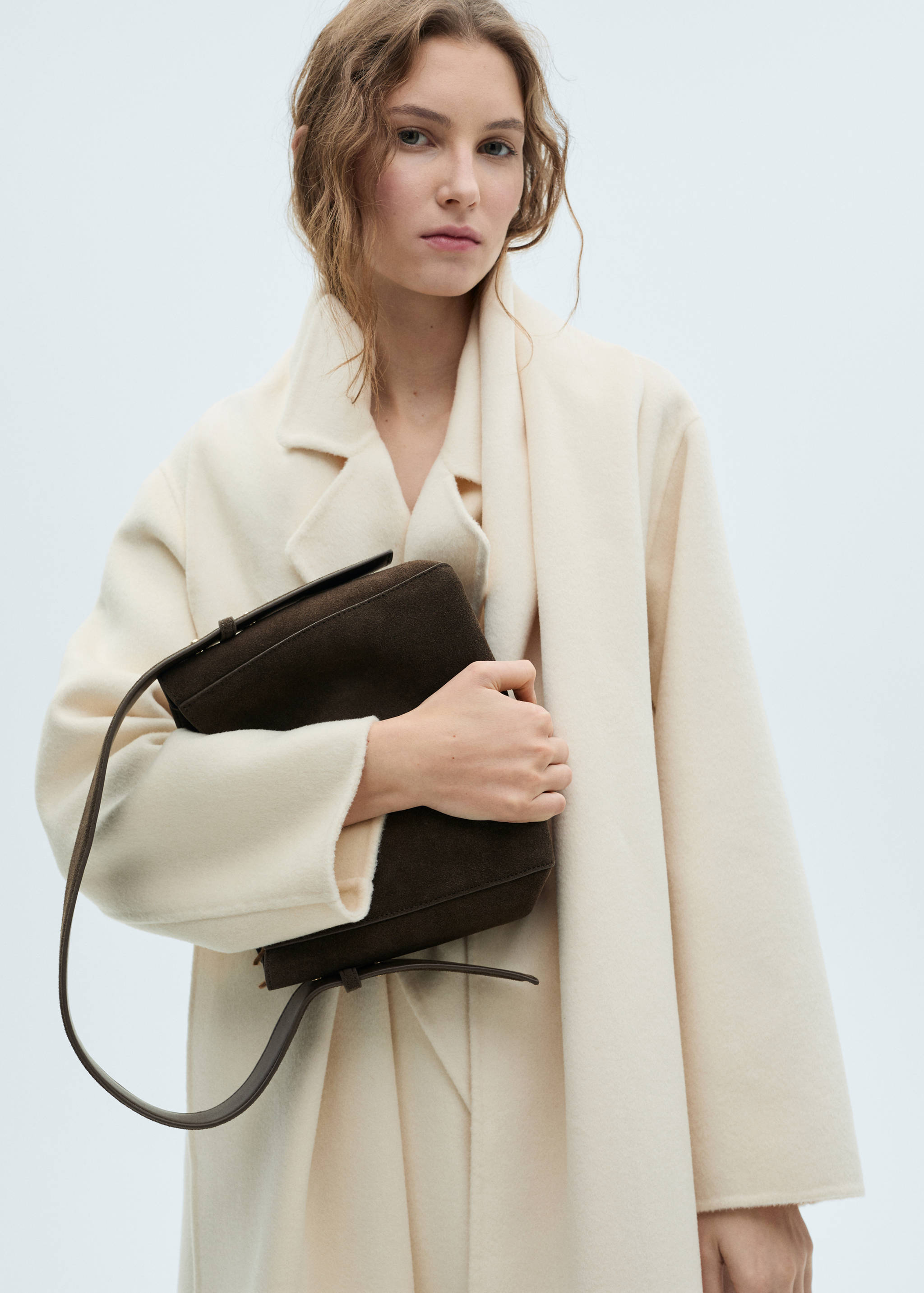 Carteira shopper míni de pele croûte - Plano geral