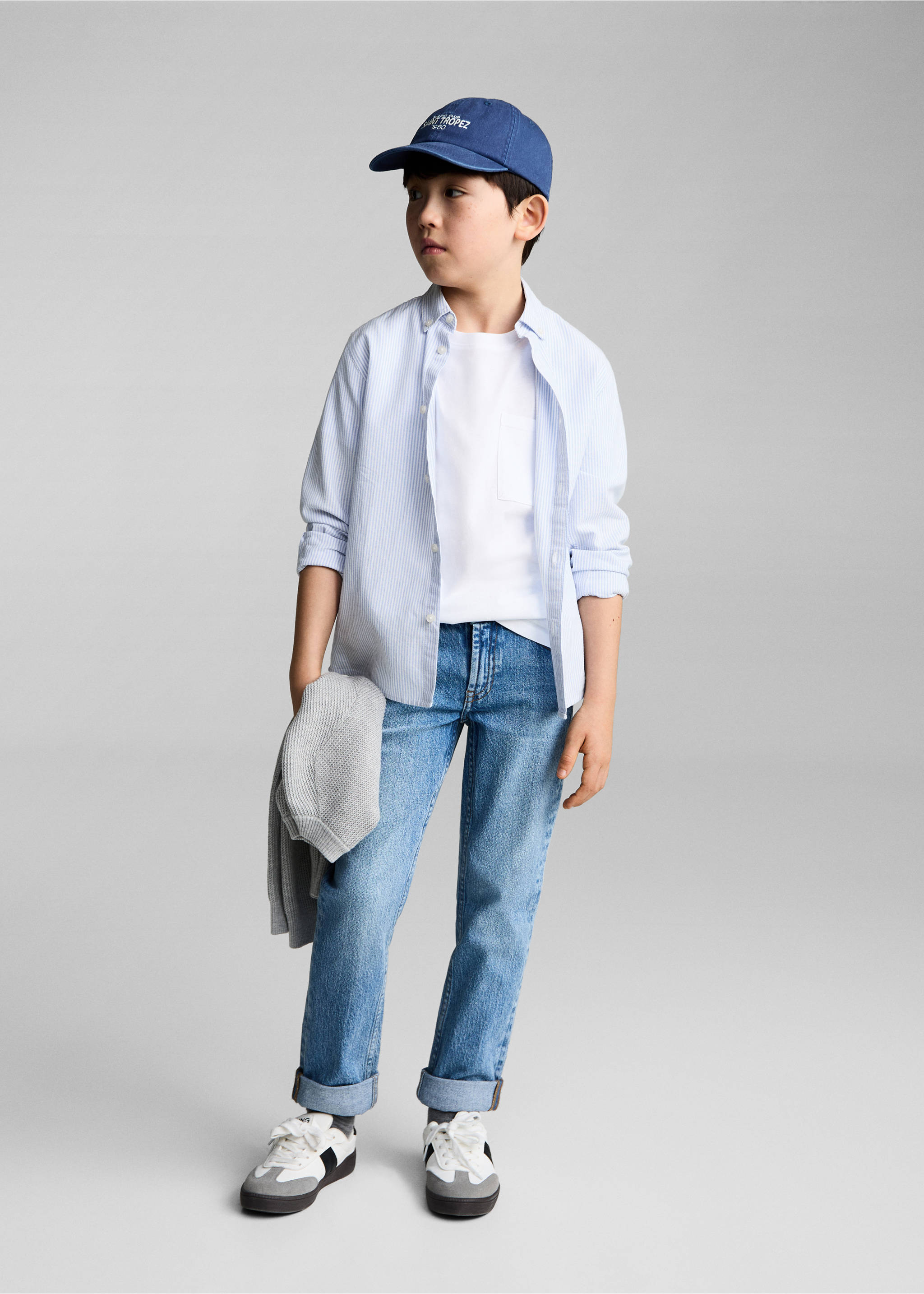 100% cotton Oxford striped shirt - General plane, Sky Blue. Ref: 87020432-00.