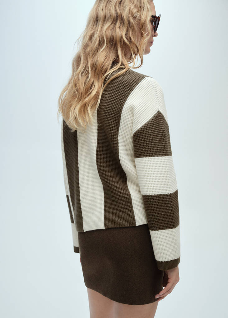 Knit striped sweater — Khaki