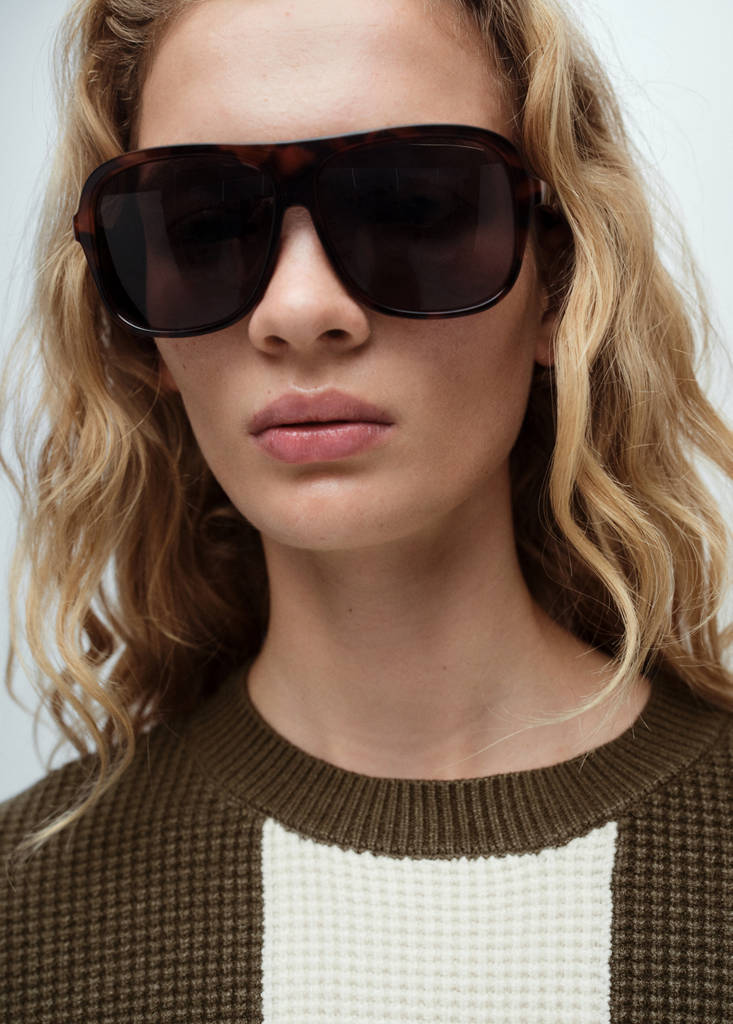 Knit striped sweater — Khaki