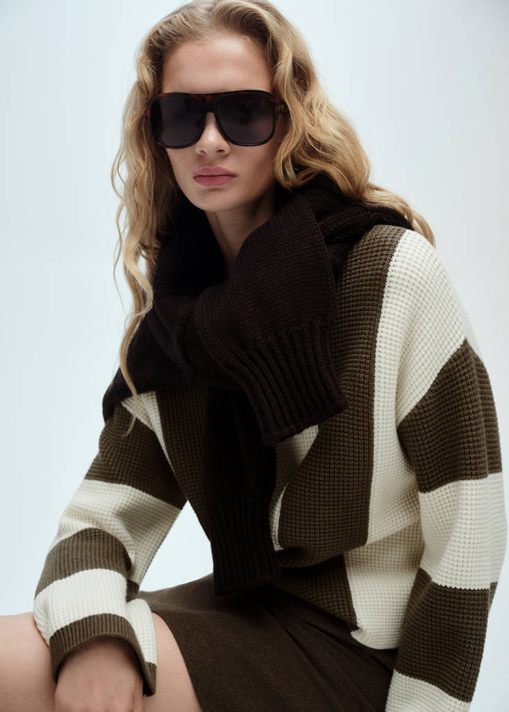 Knit striped sweater — Khaki