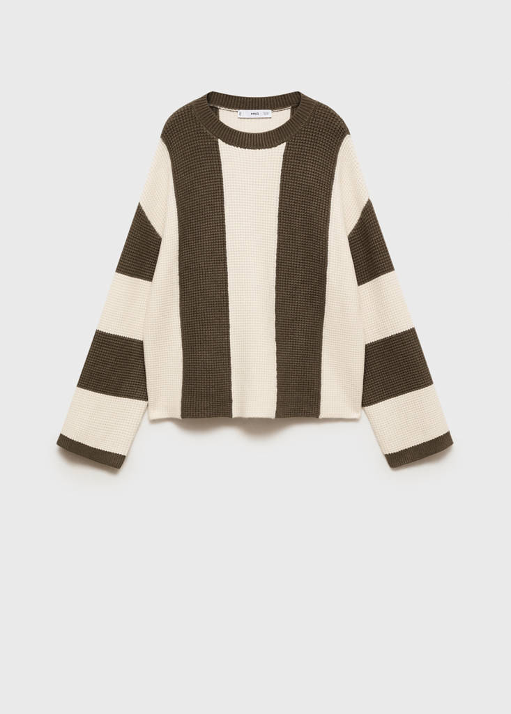 Knit striped sweater — Khaki