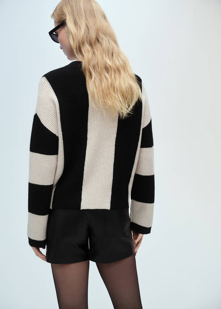 Knit striped sweater — Black