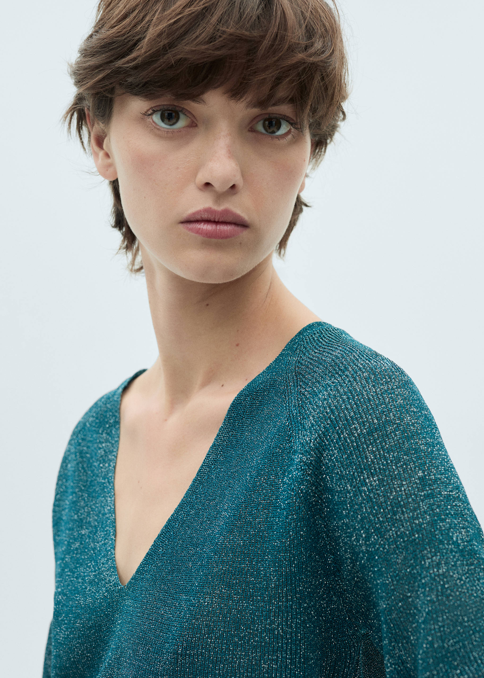 V-neck lurex sweater - Details of the article 1