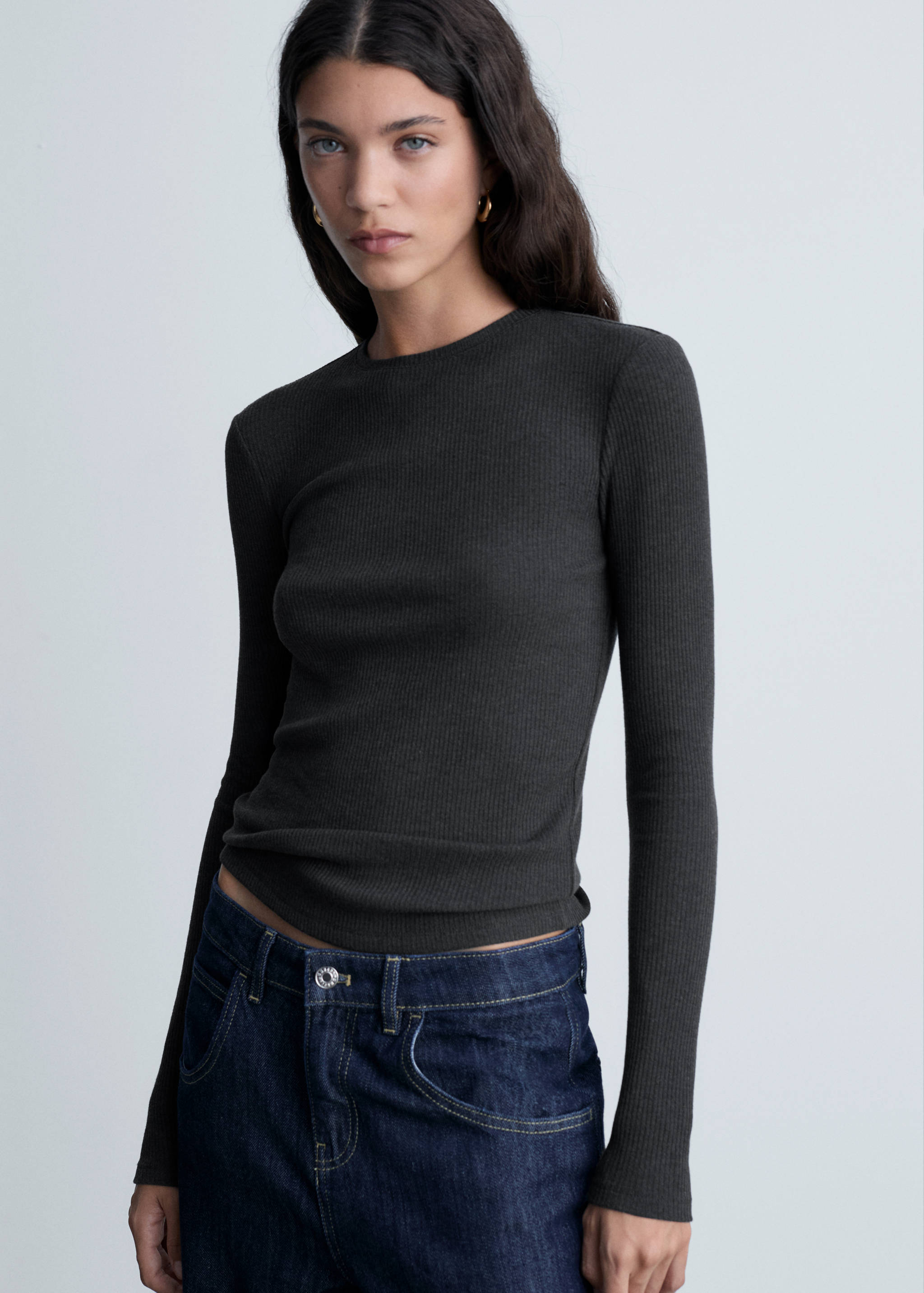 Ribbed long-sleeved t-shirt - Medium plane