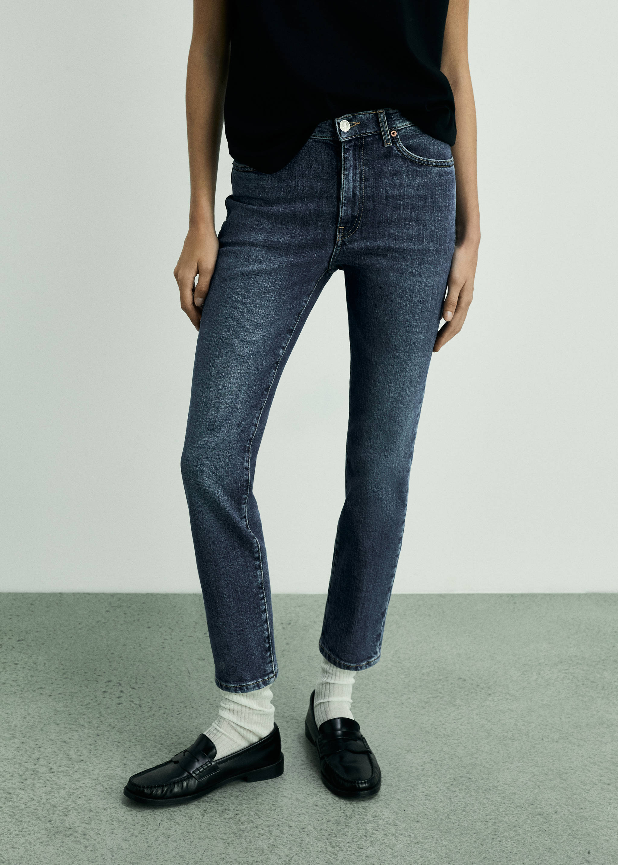 Claudia slim-fit cropped jeans - Medium plane