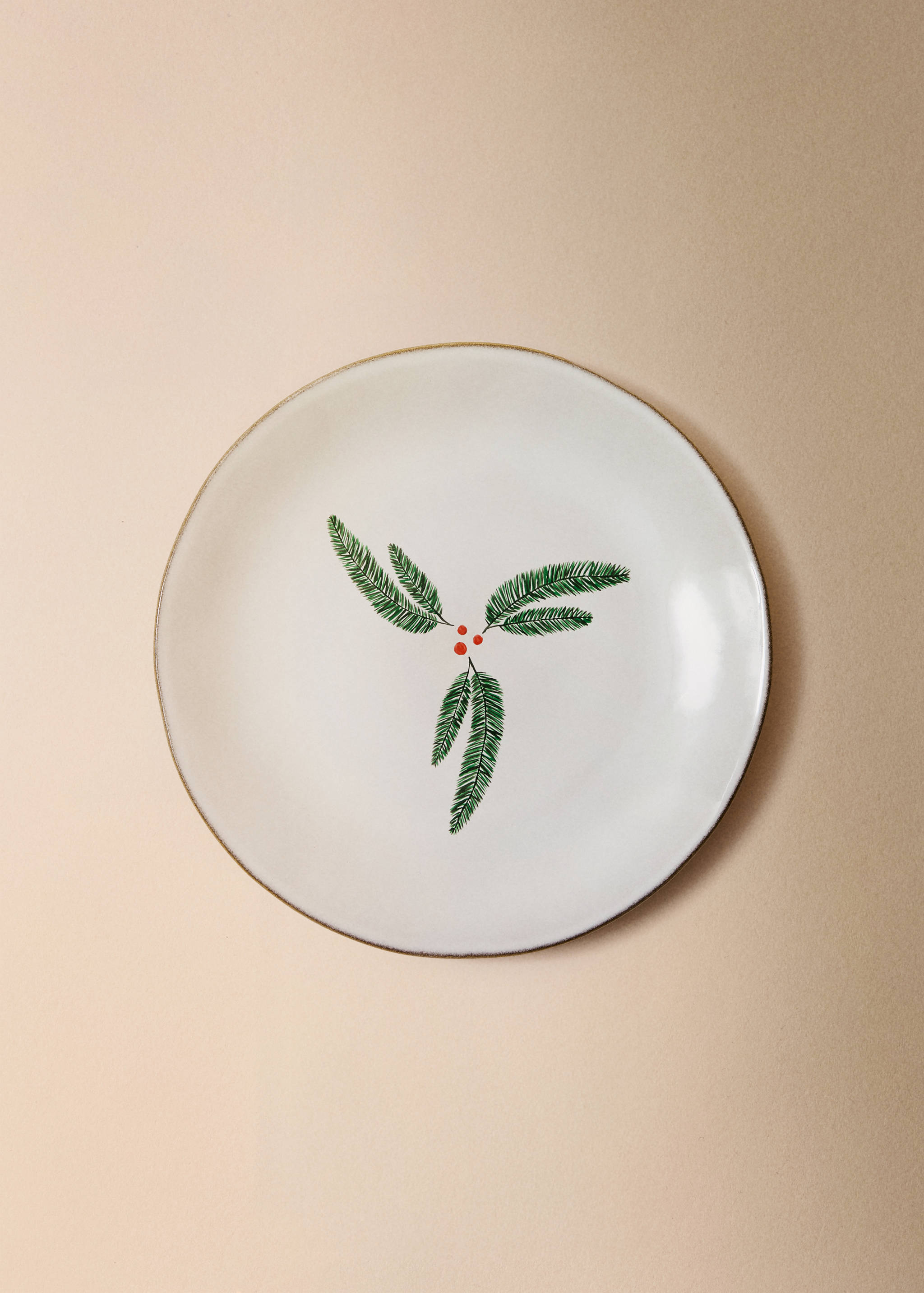 Stoneware dessert plate with contrast rim - General plane