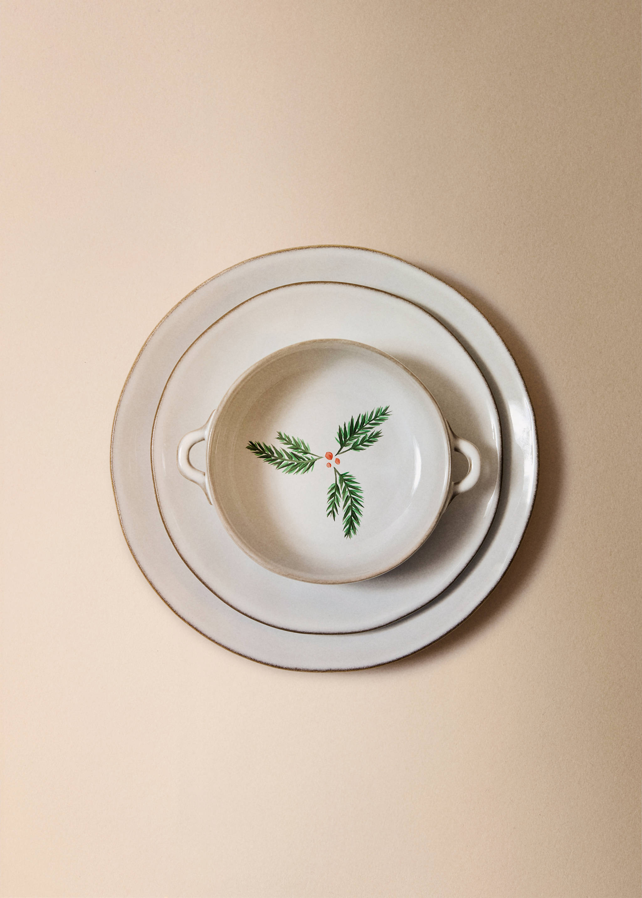 Stoneware dessert plate with contrast rim - Details of the article 8