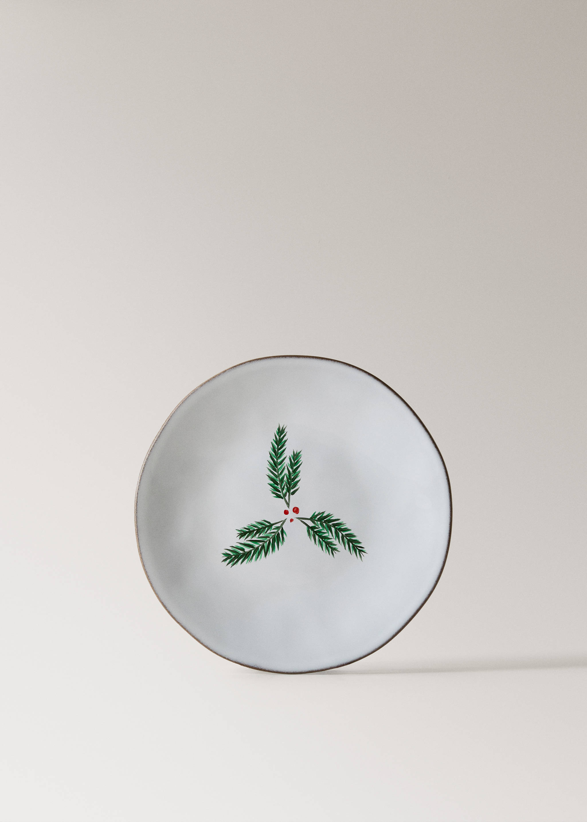 Stoneware dessert plate with contrast rim - Article without model