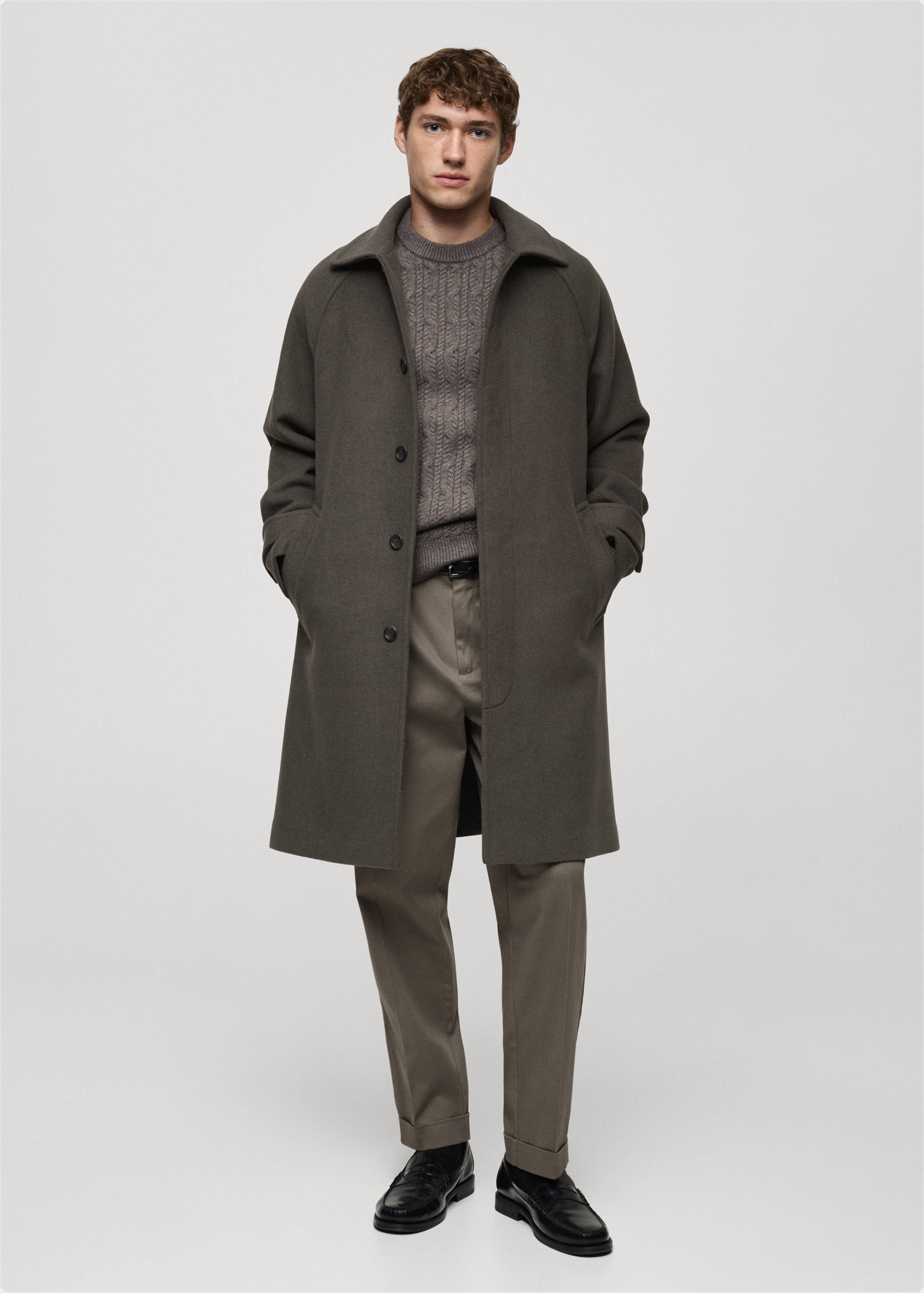 Long recycled wool coat - General plane
