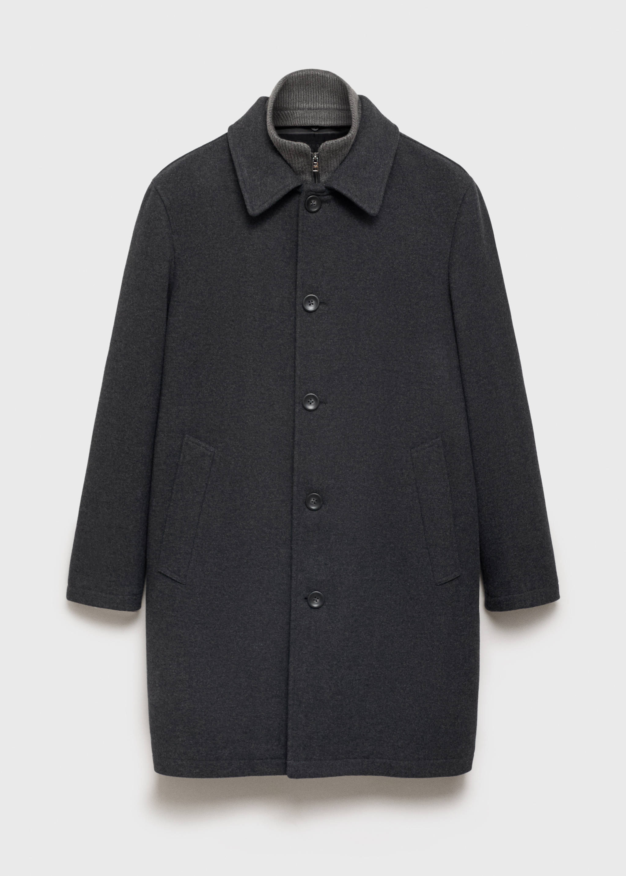 Wool coat with detachable corduroy breastplate - Article without model