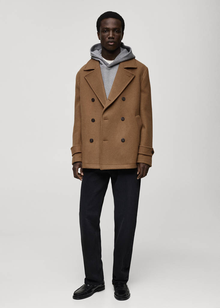 Wool double-breasted coat — Medium Brown