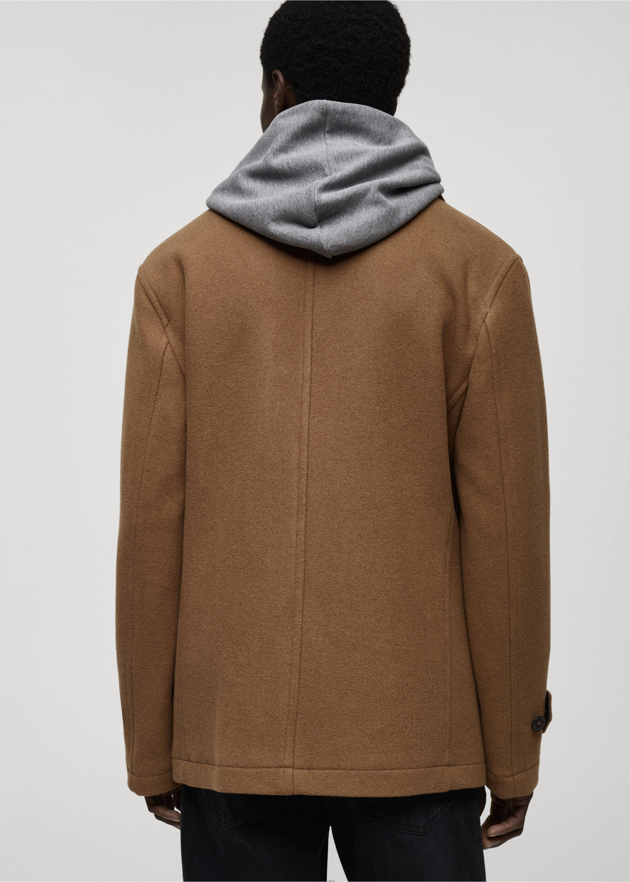 Wool double-breasted coat - Reverse of the article, Medium Brown. Ref: 87020579-00.